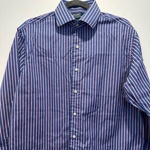 Ralph Lauren Men's Blue and Pink Striped Shirt 16 1/2 34/35